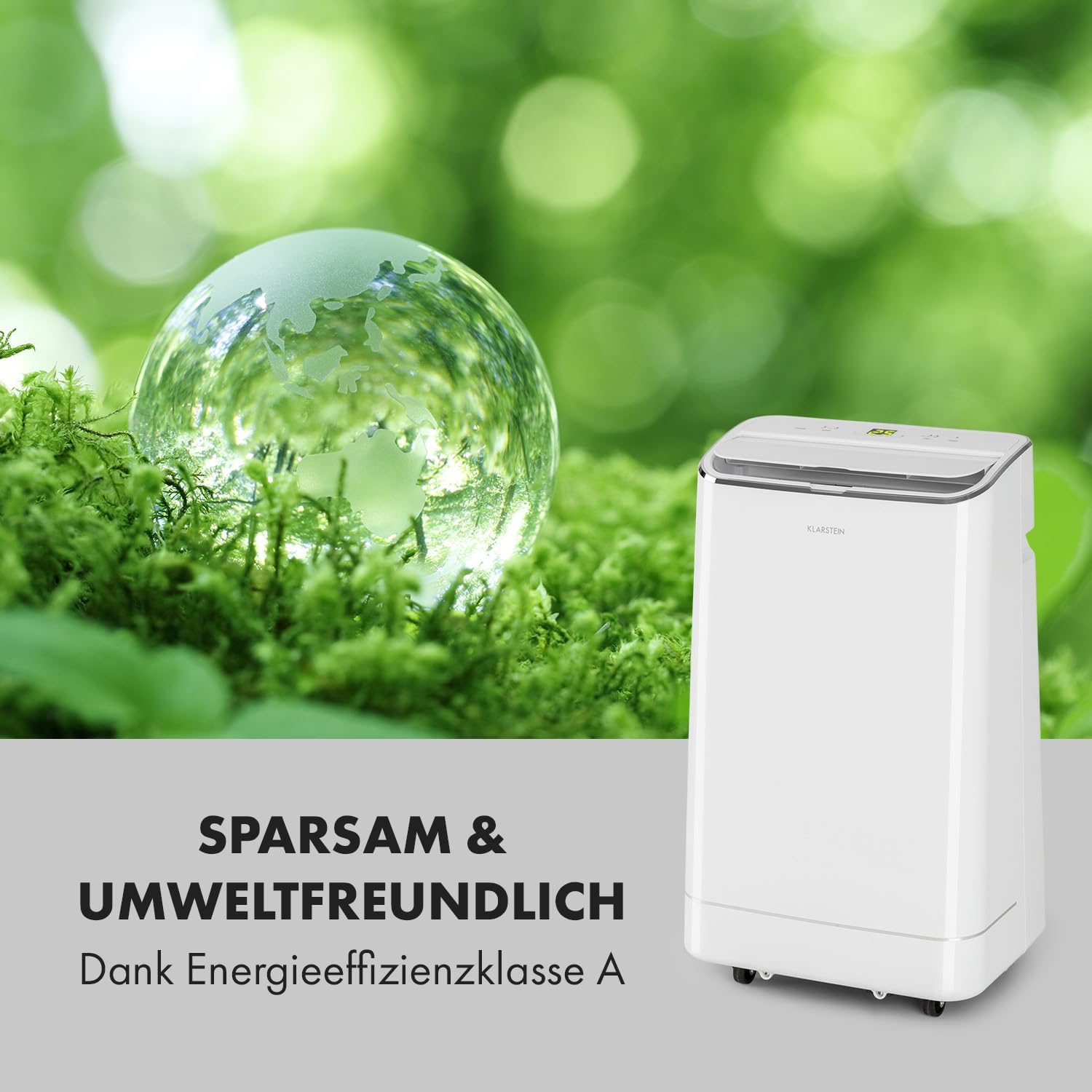 Klarstein Mobile Klimaanlage mit Abluftschlauch, 3-in-1 Klimagerät mit Ventilator, Luftentfeuchter & Nachtmodus, Kleine & Portable Klimaanlage für Wohnung & Büro, 12000 BTU Niedrig Verbrauch