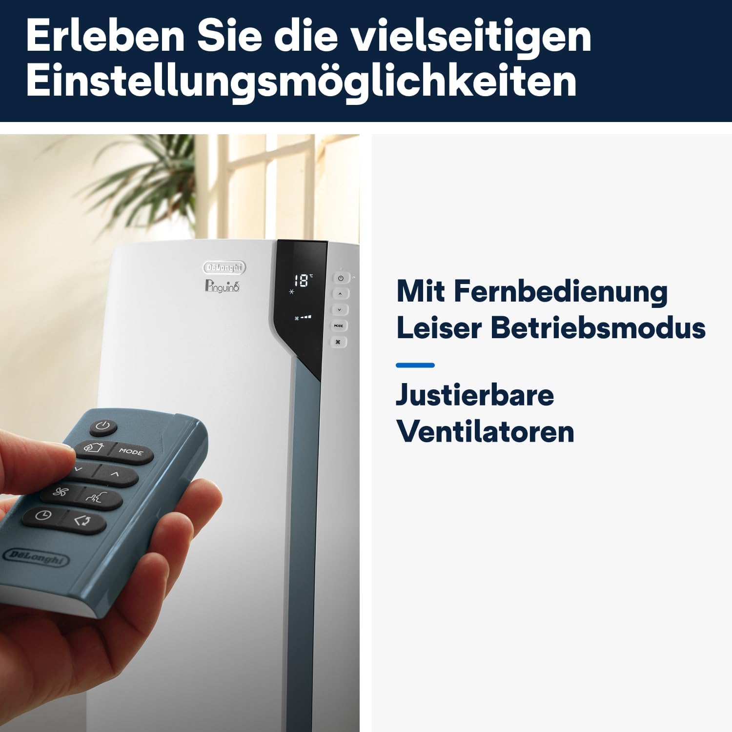 De'Longhi Pinguino PAC EL112 CST WiFi, Mobile Klimaanlage mit MyEcoRealFeel-Technologie für Räume bis zu 110 m³,11.000 BTU/h, 2,9 kW, 63 dB, Entfeuchtungsfunktion, A+, App- und Sprachsteuerung, Weiß