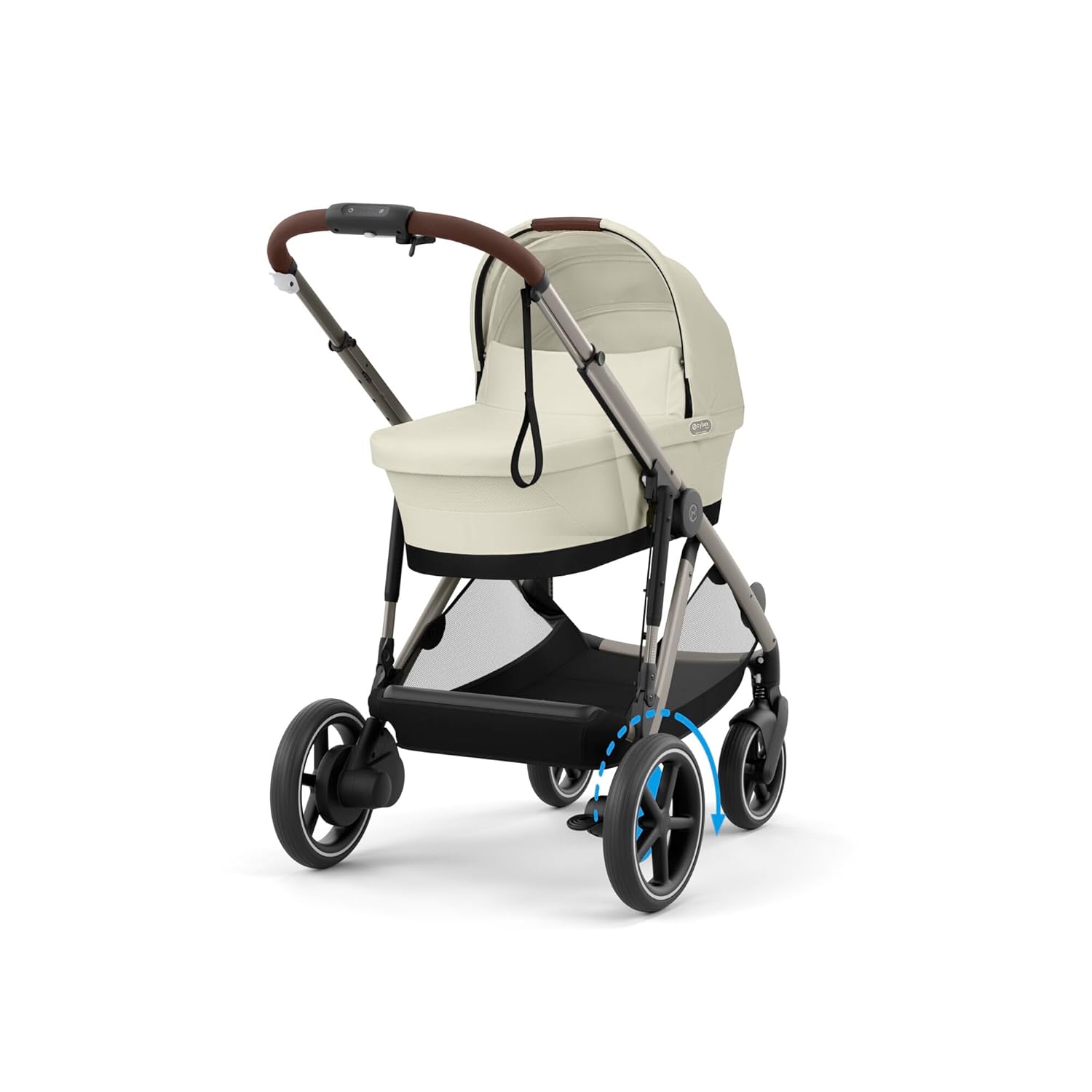 CYBEX Gold Kinderwagen e-GAZELLE S, Ab Geburt bis ca. 4 Jahre, Max. 22 kg (Single-Modus) / 2x 22 kg (Duo-Modus), All-in-1-System mit E-Antrieb und 20+ Konfigurationen, Moon Black