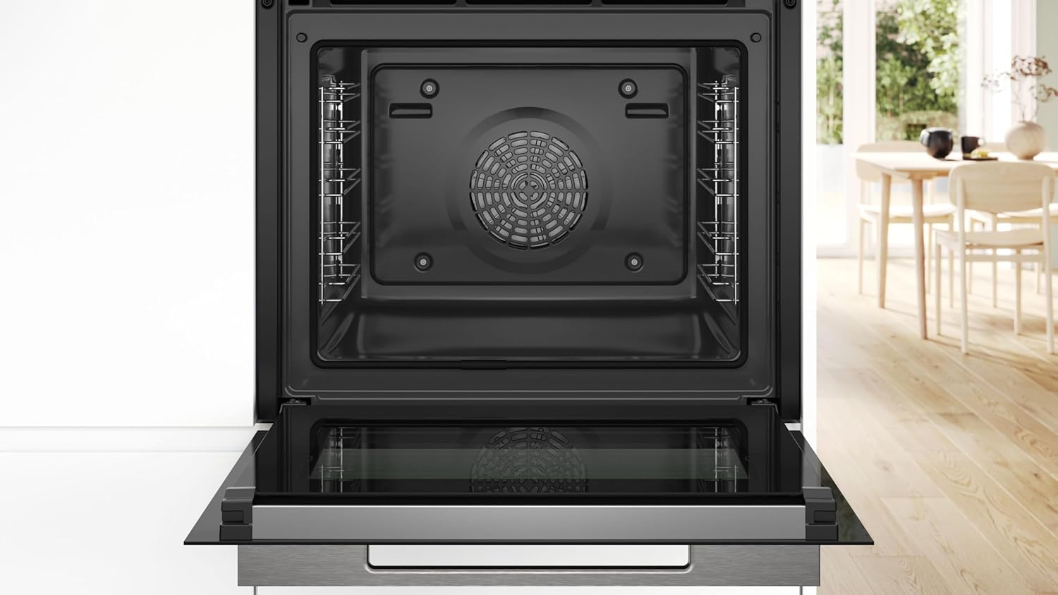 Bosch HMG7361B1, Serie 8 smarter Einbau-Backofen mit Mikrowellenfunktion, 60 x 60 cm, Made in Germany, Schwarz, Air Fry, Digitaler Bedienring, Touchdisplay, Automatikprogramme, Reinigungsunterstützung