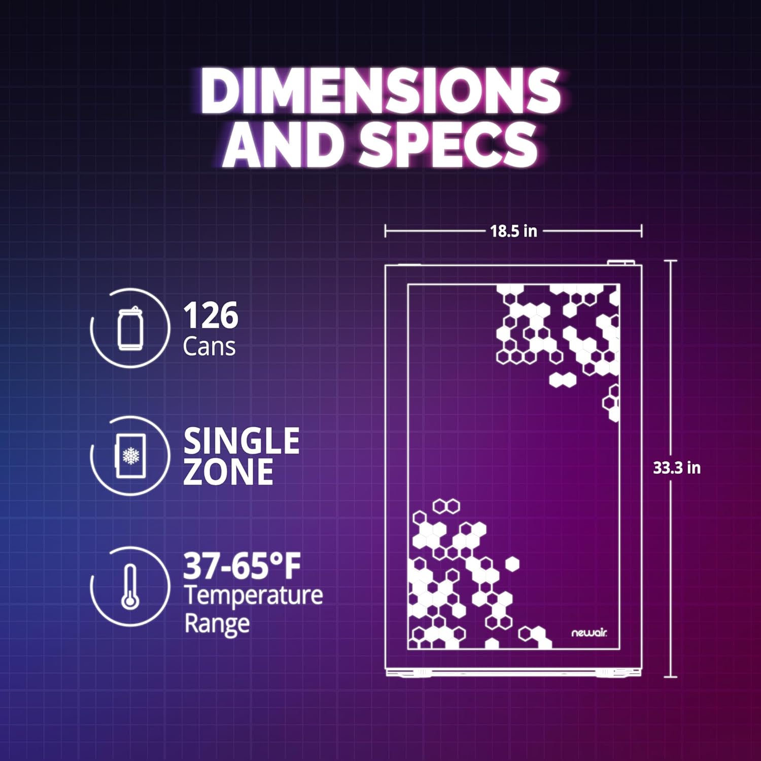 Getränkekühlschrank | Freistehender Kühlschrank für 126 Dosen mit Glastür mit Scharnier rechts | Mini-Getränkekühlschrank, perfekt für Bier, Wein, Limonade und kühlere Getränke