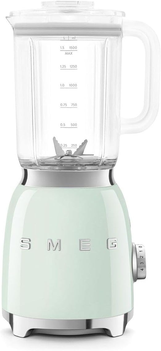 Smeg, BLF03PKEU, 1,5 l Standmixer, 4 -Geschwindigkeitsstufen, 4 Automikprogramme, Abnehmbare Doppelklinge, Deckelöffnung transparent mit Dosierkappe, rutschfest, 800W, Rose