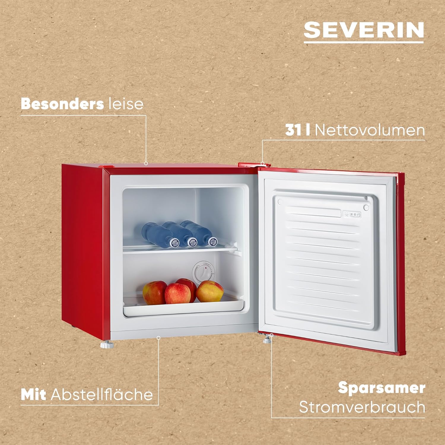 SEVERIN Retro Mini Kühl-/Gefrierbox (31 l), Gefrierschrank klein, Minikühlschrank mit flexibler Temperaturregelung, Tischkühlschrank, schwarz, GB 8880