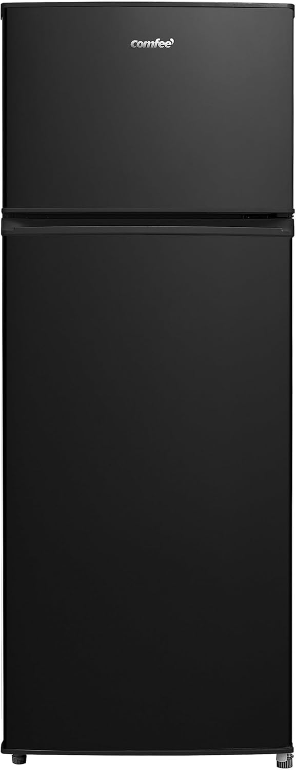 Comfee RCT284DS2 Kühl-/Gefrierkombination/Gefrierteil oben/176 kWh/Jahr/143cm Höhe/LED Licht/Reversibles Türscharnier/Silber