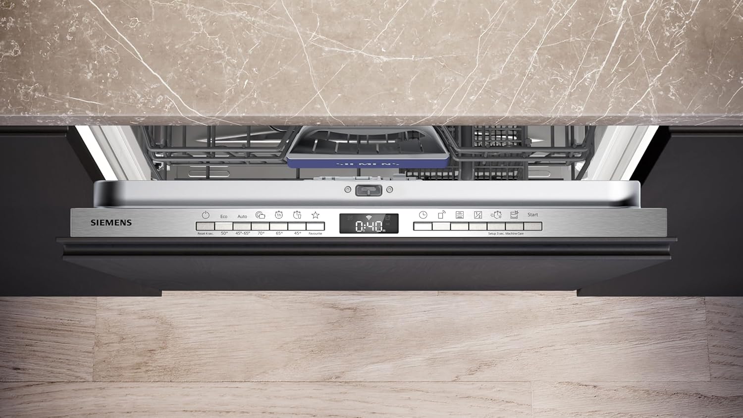 Siemens SN63EX14VE, iQ300 Smarter Geschirrspüler, Vollintegrierte Spülmaschine mit Besteckschublade, 60 cm, Auto Türöffnung dank autoOpen dry, Besonders leise durch iQdrive-Motor, infoLight aquaStop