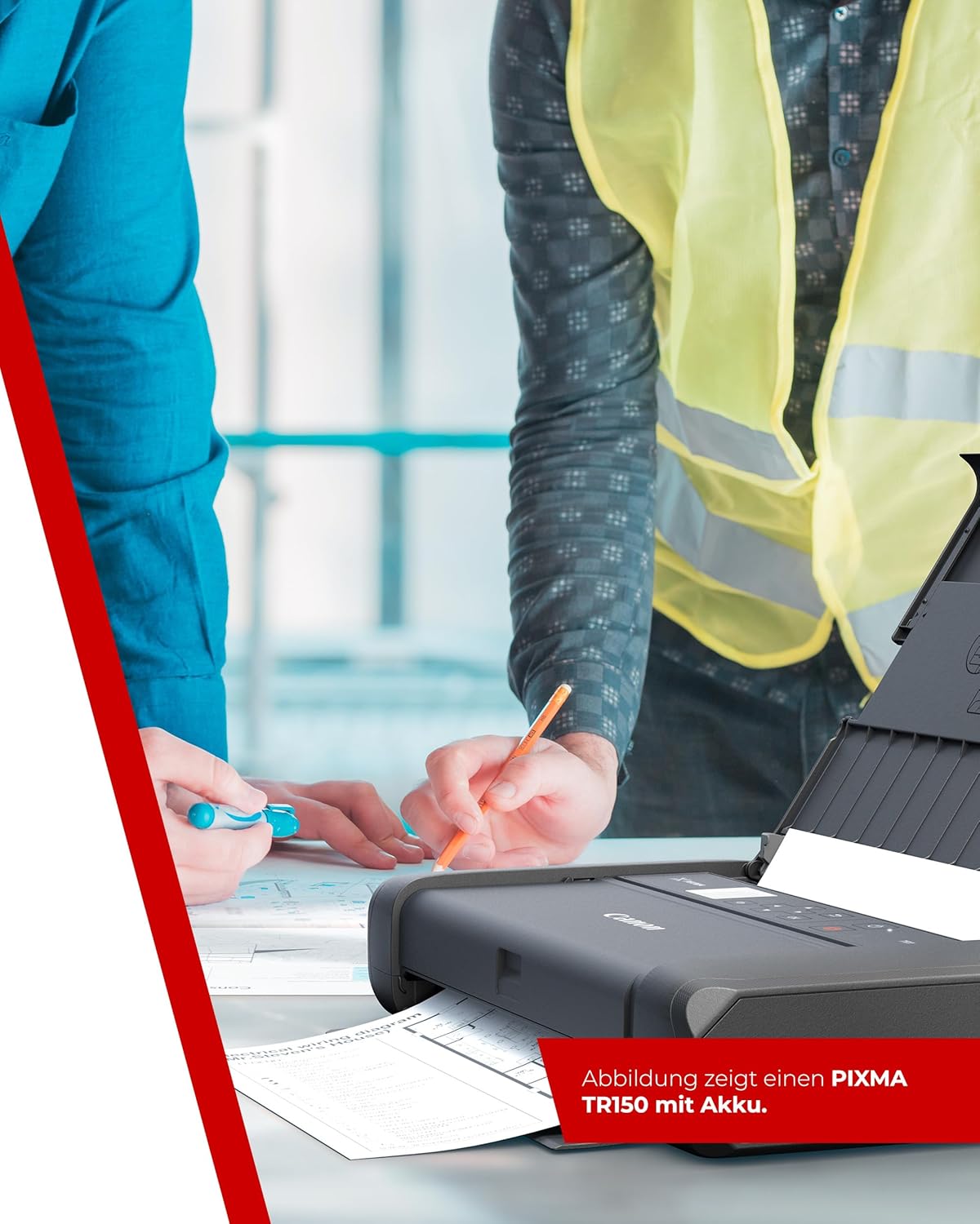 Canon PIXMA TR150 mobiler Drucker mit Akku (WLAN, Cloud, AirPrint, 4.800 DPI x 1.200 DPI, Highspeed USB Typ C, OLED-Display, Tintenstrahldrucker), schwarz