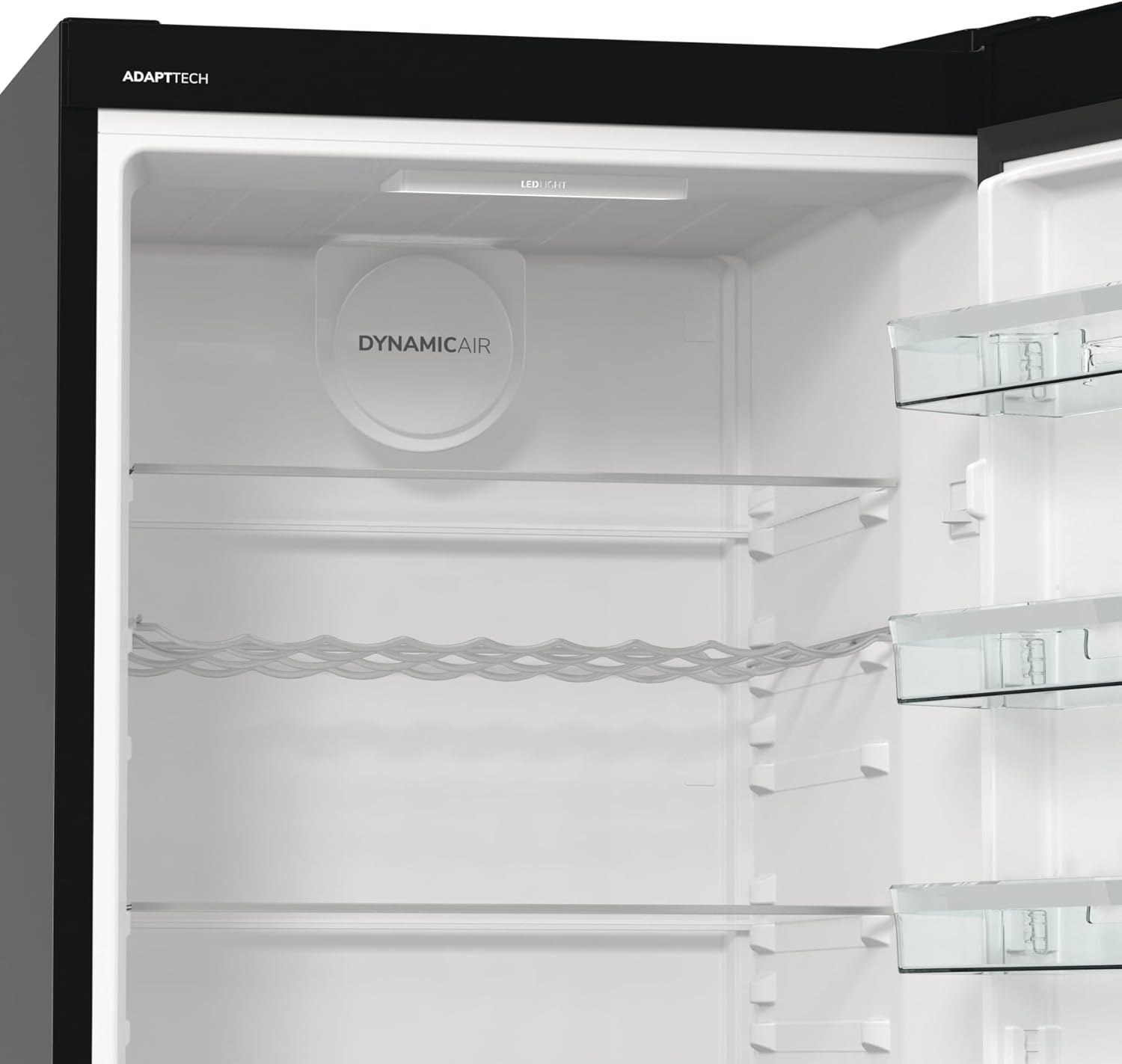 Gorenje R 619 DAXL6 Kühlschrank/AdaptTech/FreshZone/Schnellkühlfunktion/Umluft-Kühlsystem/LED Display / 398l / 185cm / EEK D/Edelstahl