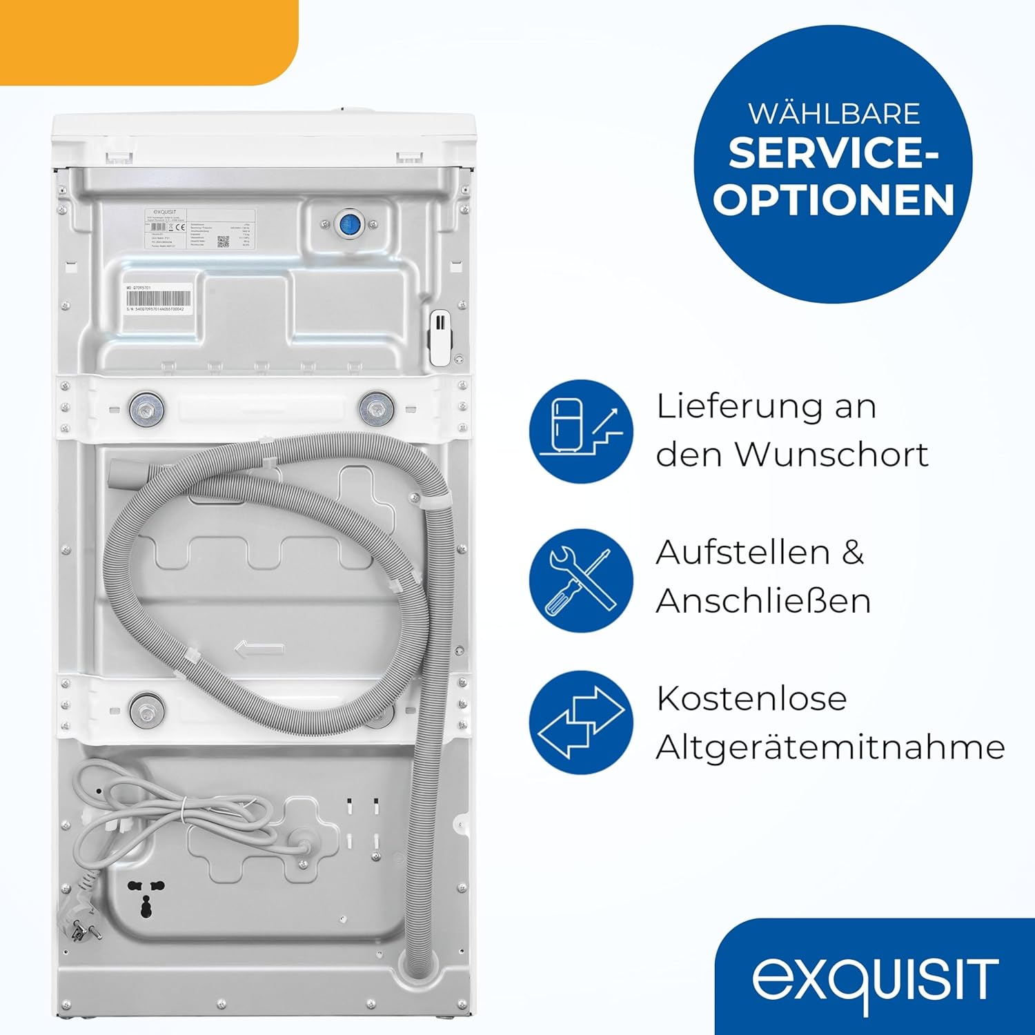 Exquisit Toplader Waschmaschine, 7,5kg Füllmenge, Waschmaschine schmal, Energieklasse A, 1200 U/Min, Startzeitvorwahl, Kurzprogramm, LTO51207-030A weiss