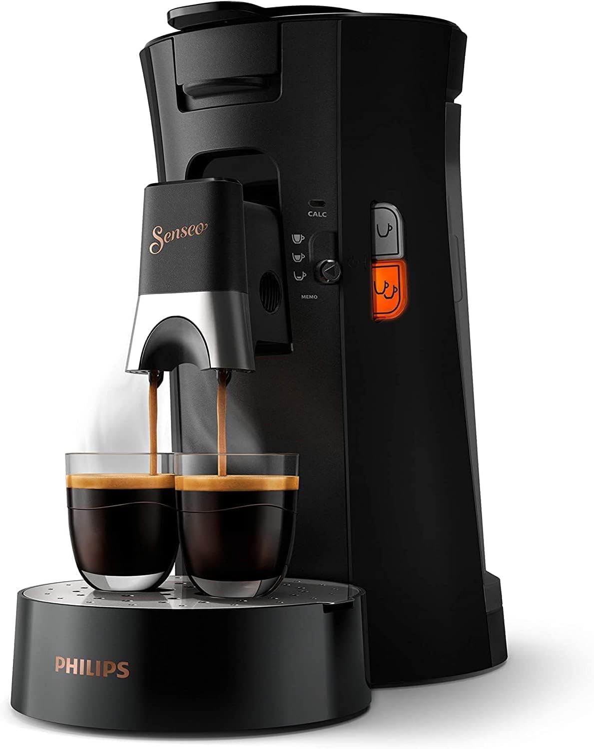 Philips Senseo Select CSA240/20 Kaffeepadmaschine (Kaffeestrkewahl Plus, Memo-Funktion, aus recyceltem Plastik), Schwarz Eco