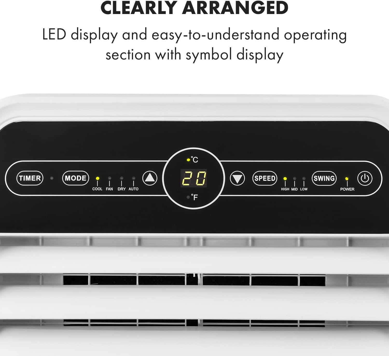 Klarstein Mobile Klimaanlage mit Abluftschlauch, 4-in-1 Klimagerät mit Ventilator, Luftentfeuchter & Nachtmodus, Kleine & Portable Klimaanlage für Wohnung & Büro, Niedriger Verbrauch, 9000 BTU
