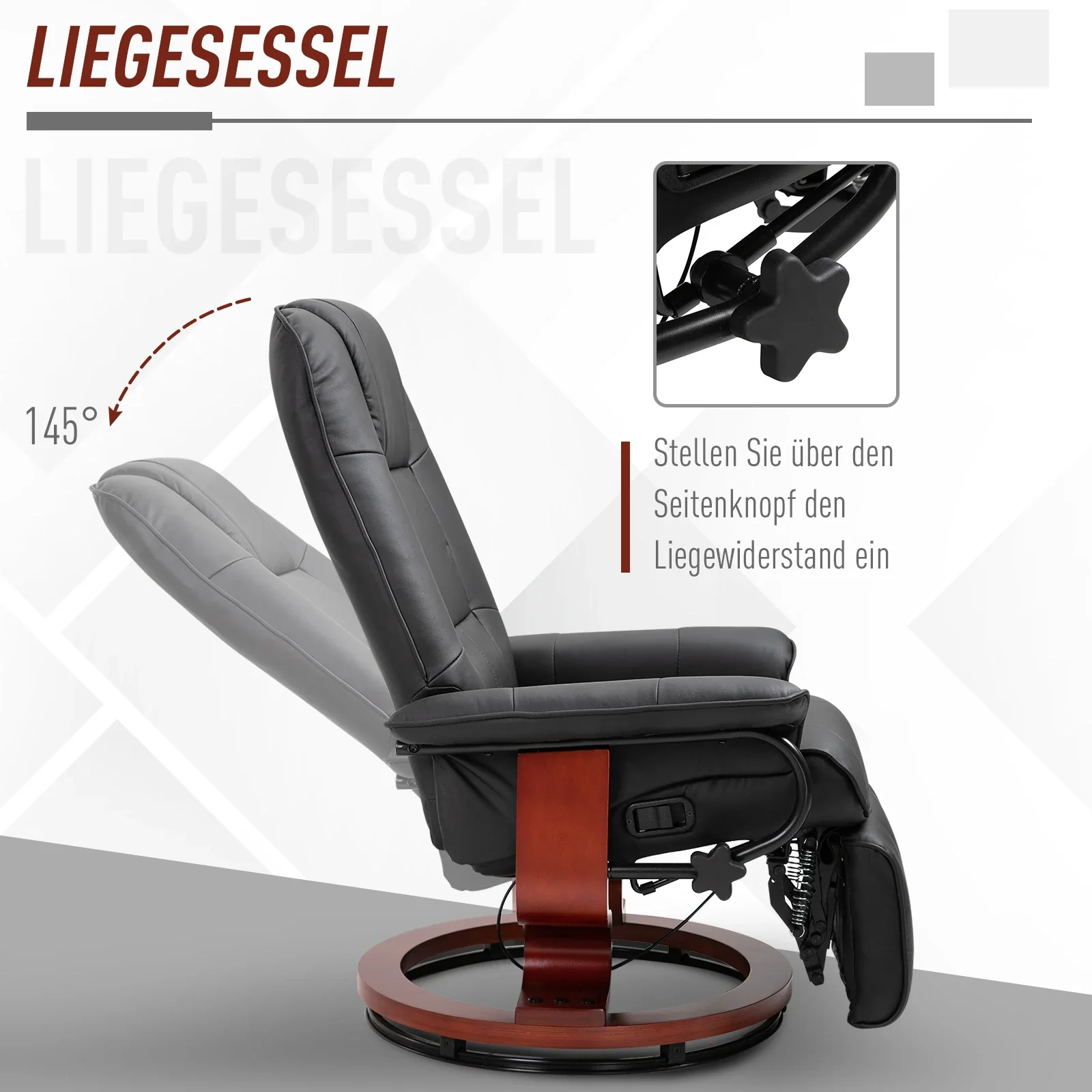 HOMCOM Relaxsessel Fernsehsessel 145° verstellbar drehbar