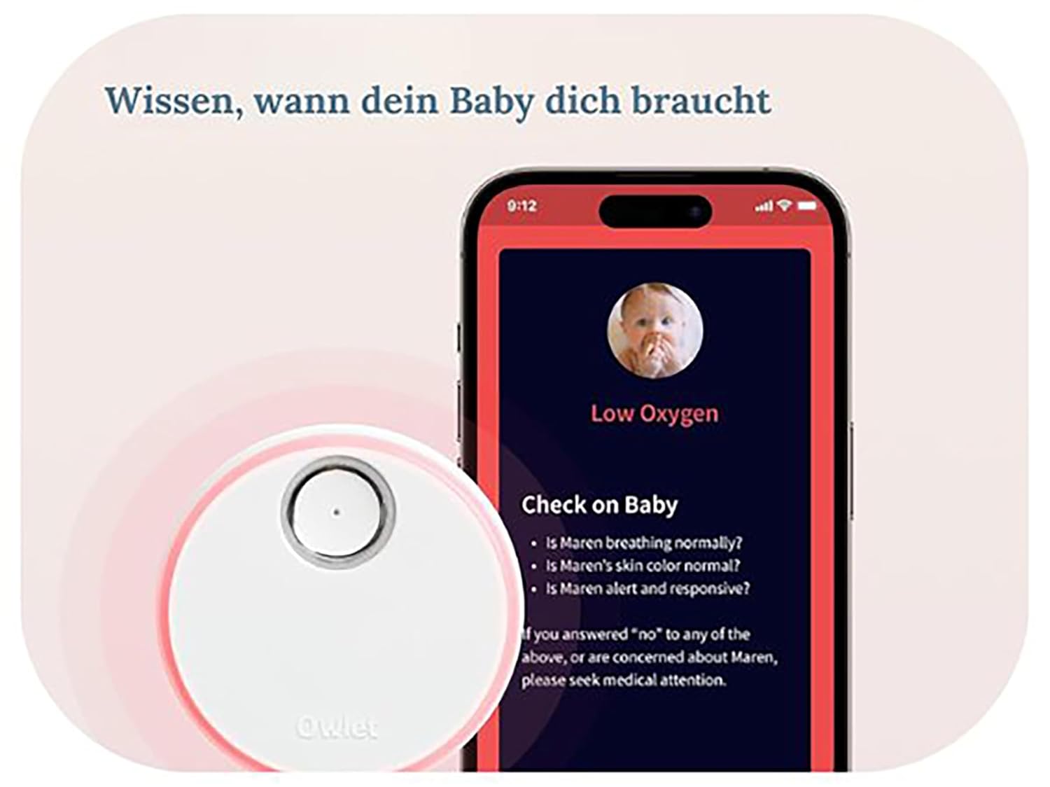 Owlet Dream Sock – Pulsoximeter, Liveübertragung von Herzfrequenz, Sauerstoffsättigung & Schlafverhalten bei Säuglingen & Babys