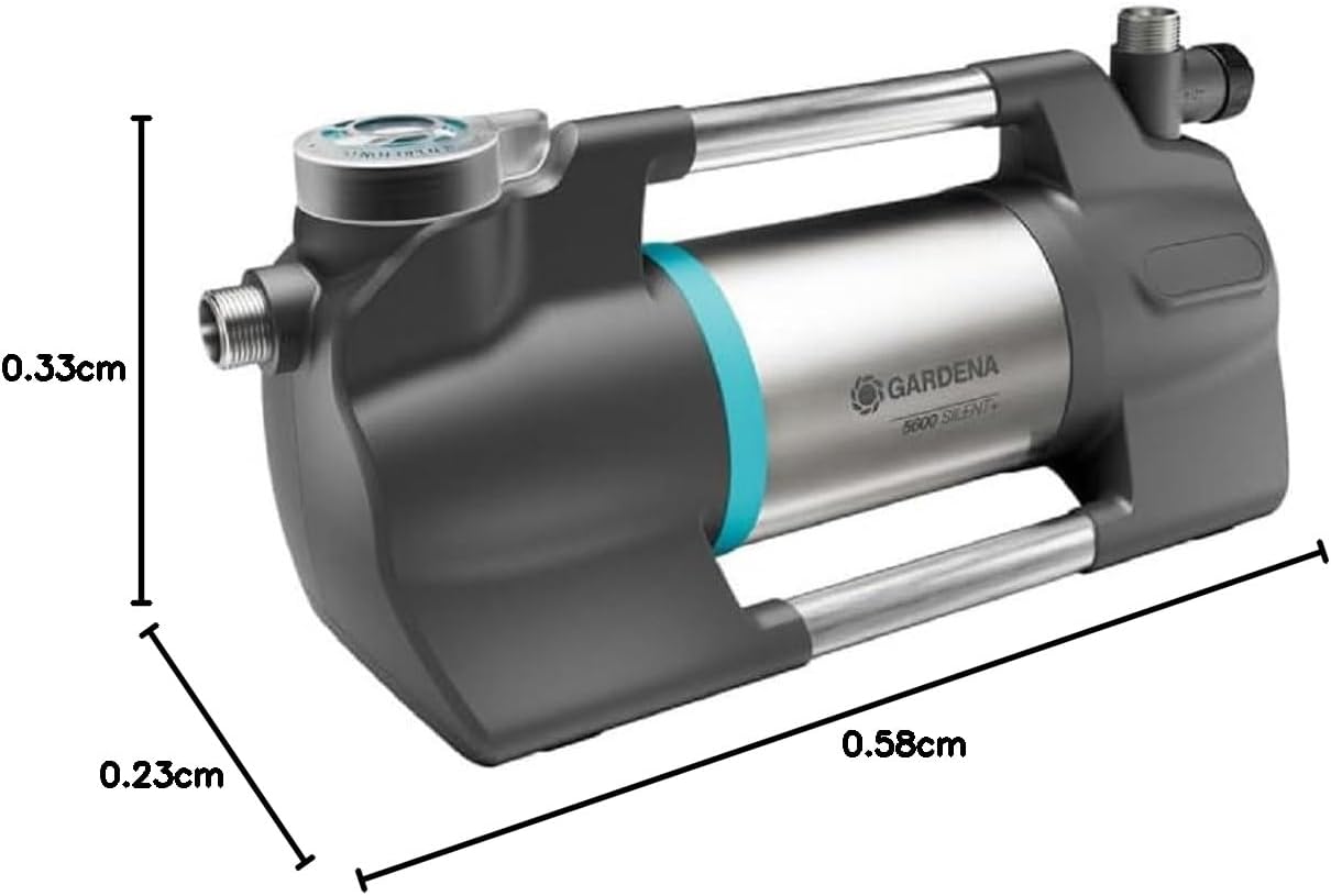 Gardena Gartenpumpe 5600 Silent+: Sehr leise, innovative Bewässerungspumpe, Fördermenge 5600 l/h, 900 W Motor, 4,7 bar, wasserfest, stromsparend (9057-20)
