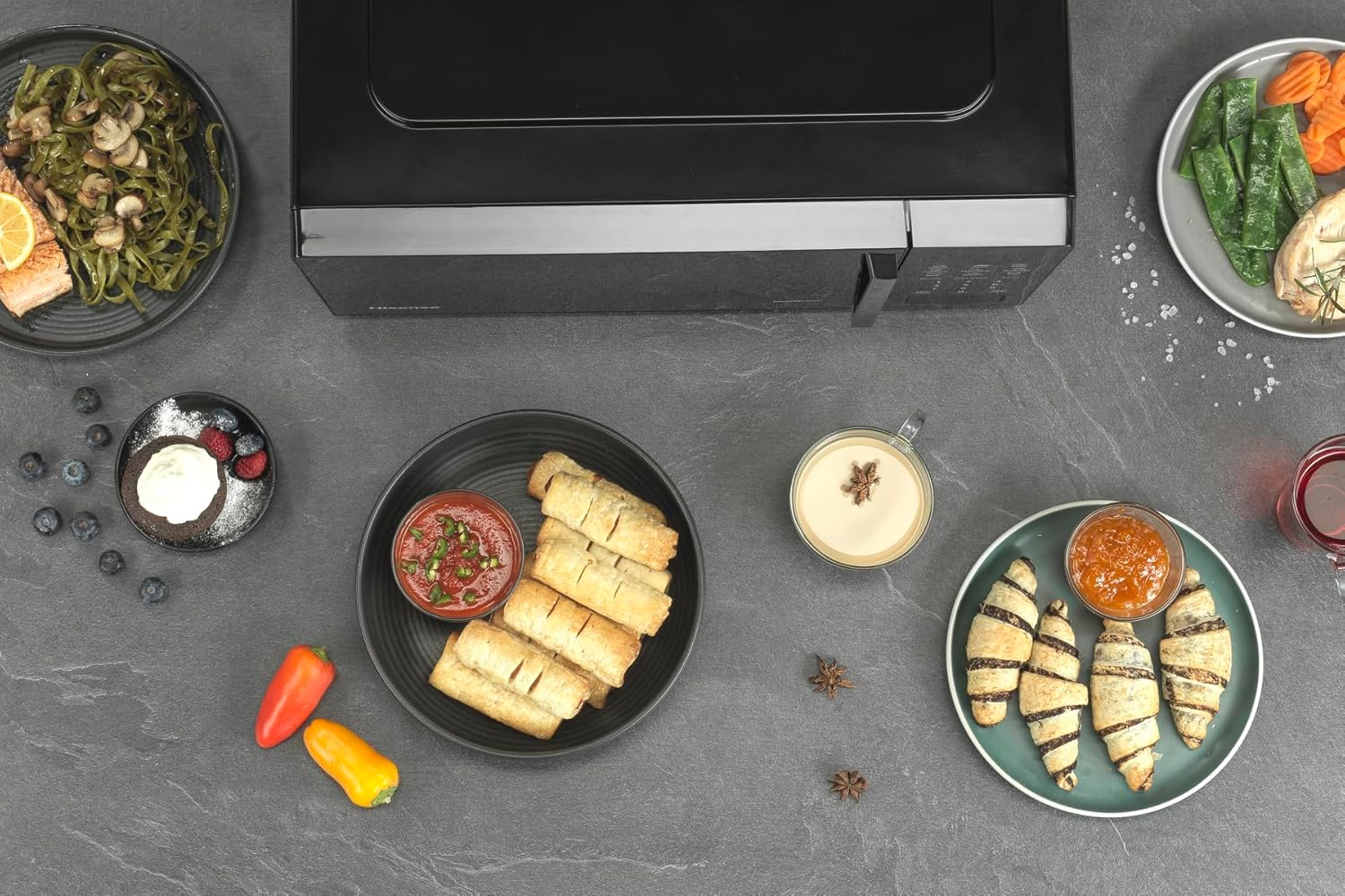 Hisense Elektronische Mikrowelle, Fassungsvermögen 23 l, Leistung 800 W, Grillleistung 1000 W, LED-Display mit Touch-Steuerung, Schwarz