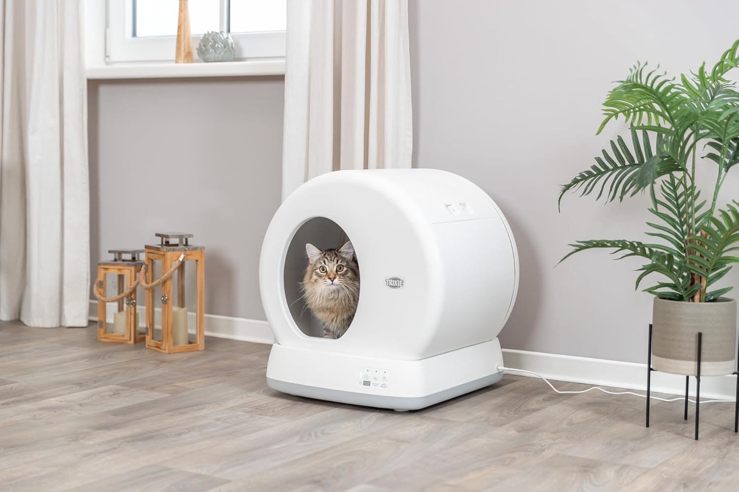TRIXIE selbstreinigende Katzentoilette 53 x 55,5 x 52 cm – für anhaltende Sauberkeit – praktisches, elektrisches Katzenklo für Katzen ab 1,5 kg / 4 Monaten – leise & sicher - 40040