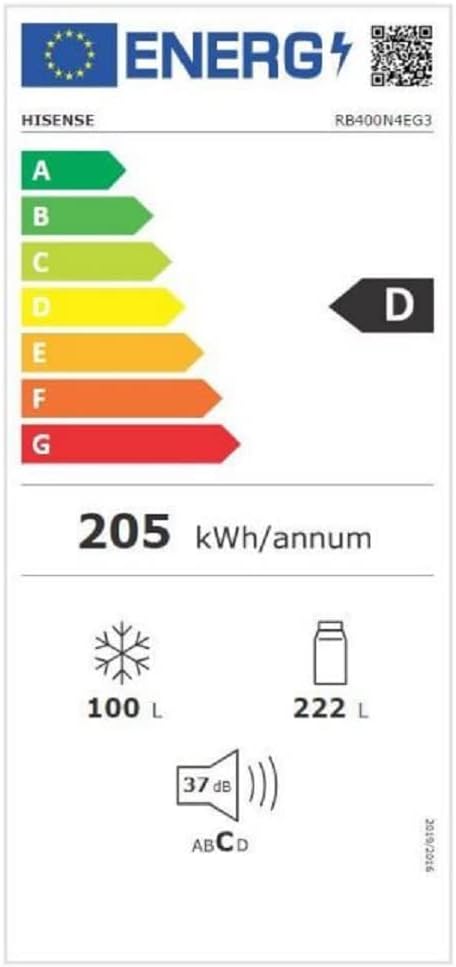 Hisense RB327N4AD2 Kühl-Gefrierkombination/ NoFrostPlus/ Multiflow 360°/ HolidayMode/ FreshZone/ 182,4 cm/ Kühlteil 171 l/ Gefrierteil 85 l/ 41 dB/ 287 kWh/ Jahr/ Edelstahl-Look
