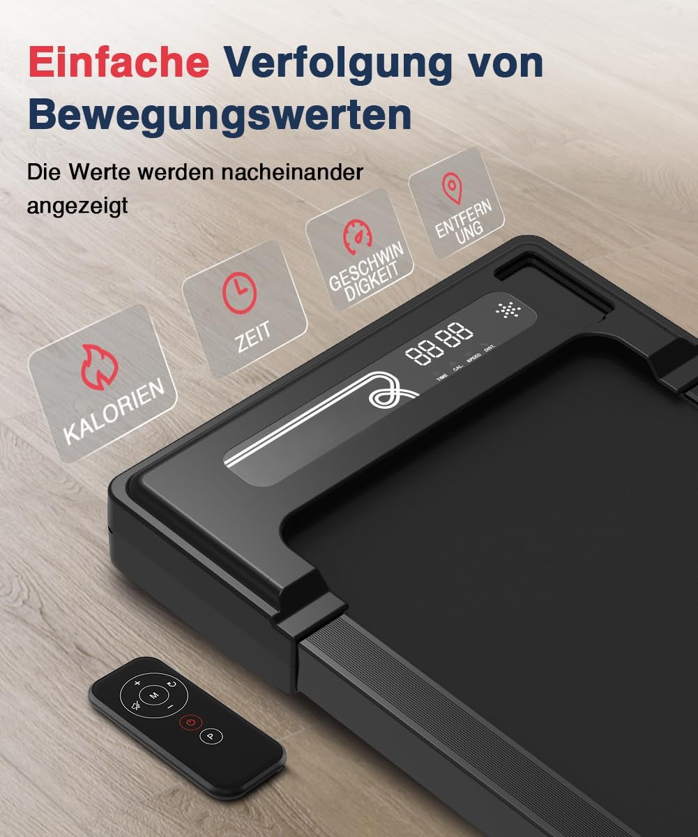 Redliro Walking Pad, Laufband für Zuhause mit Fernbedienung und LED-Anzeige, Kompaktes und leises Laufband Schreibtisch für Zuhause/Büro 1-6km/h