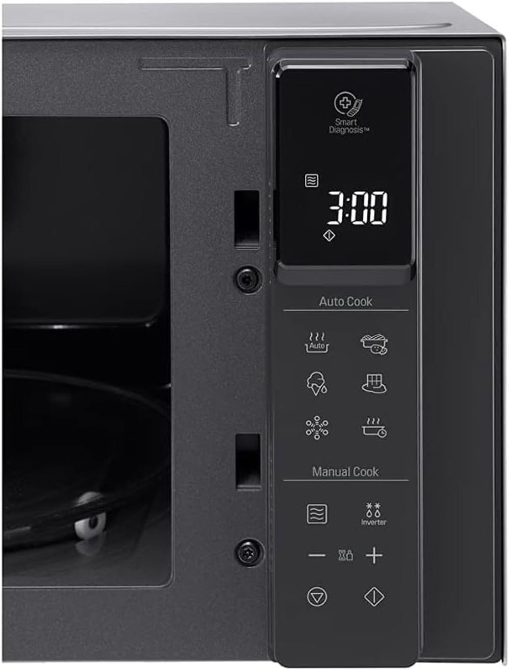 LG MS2595CIS Mikrowelle mit Smart Inverter Technologie, 25 Liter Kapazität, 1000 W, Automatikprogramme, einstellbare Leistungsstufen und EasyClean-Funktion, Silber