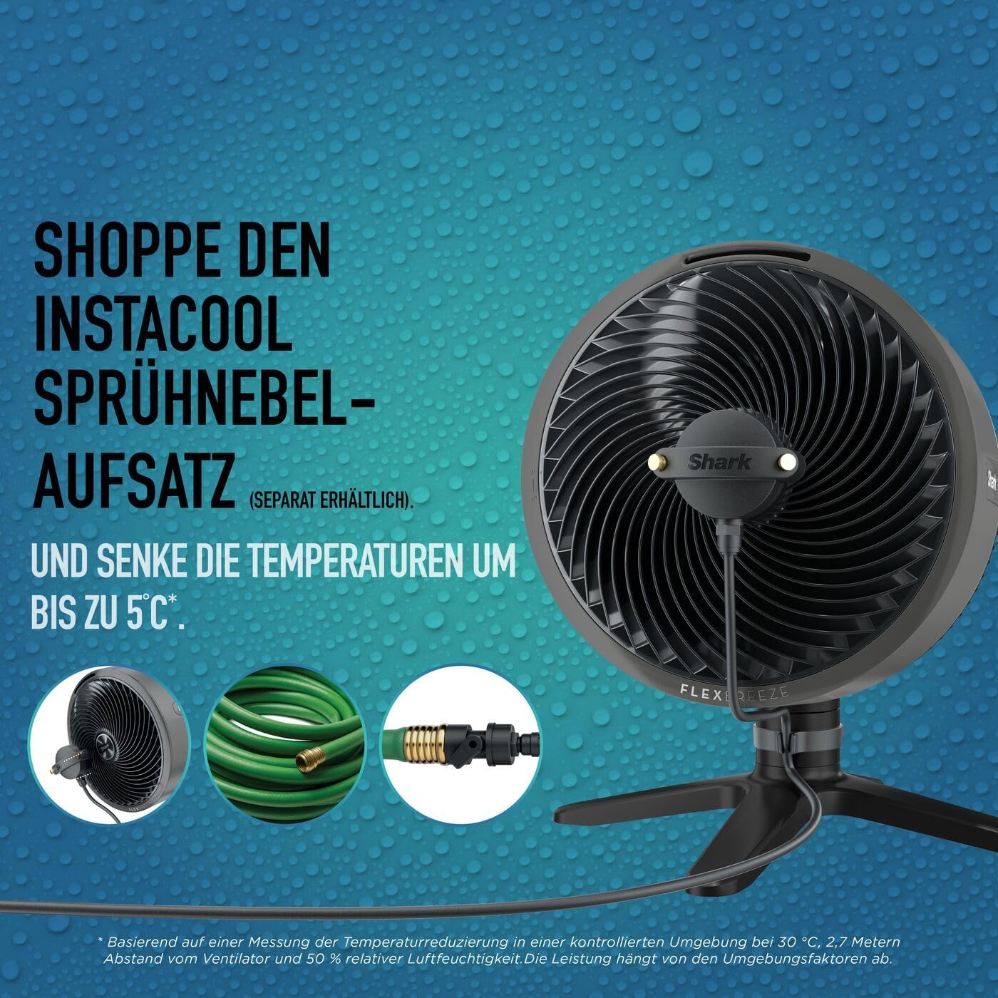 Shark FlexBreeze Ventilator Leise, Hybrid Ventilator Kabelgebunden & Kabellos, Tragbar, für Innen- und Außenbereich, UV- & Wasserbeständig, Ultraleistungsstark, Ultraleise, Weiß FA220EU
