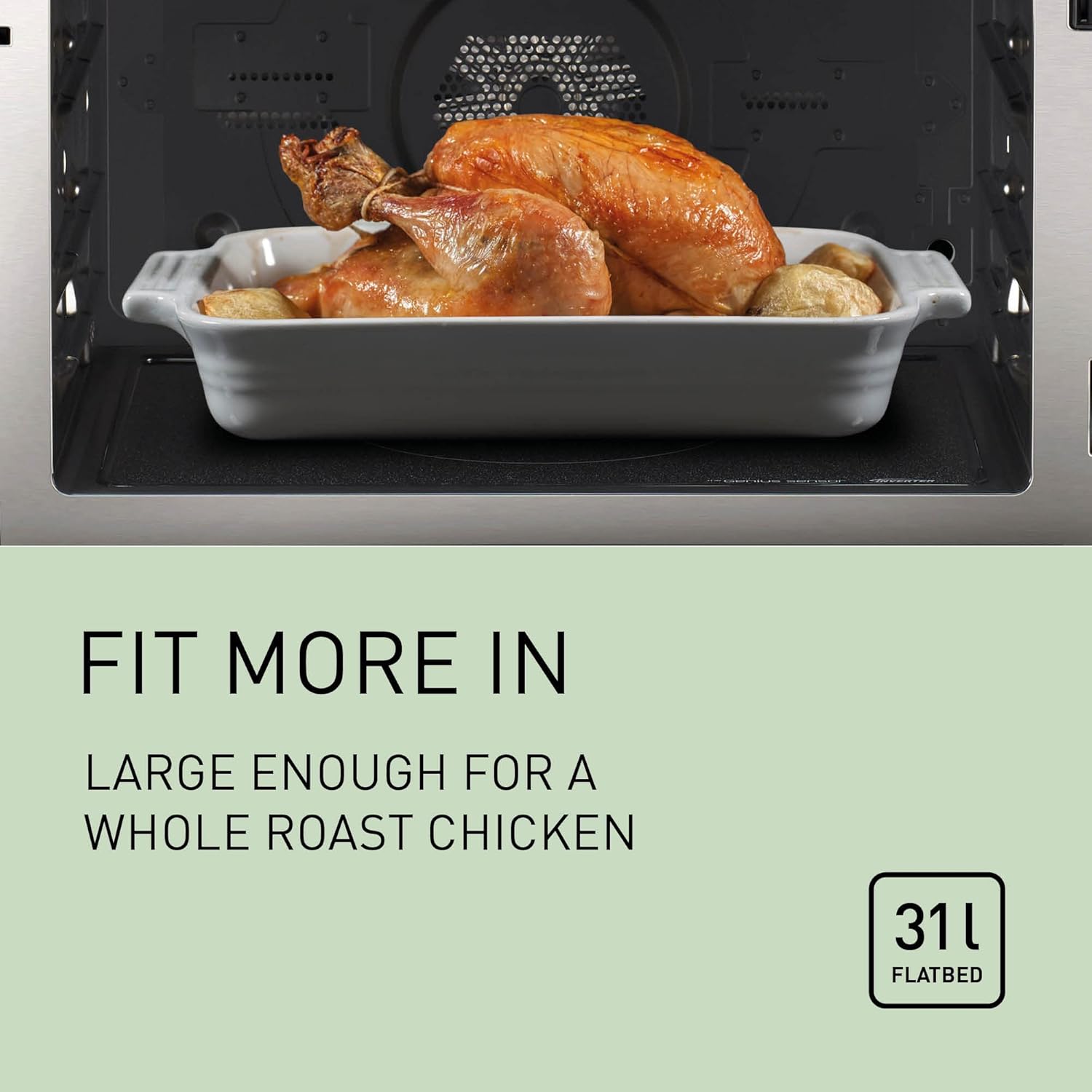 Panasonic NN-CS88LBEPG | 4-in-1-Kombi-Dampfofen, 31 l, Inverter, Drehheizung auf 30-230 °C, Flachgrill 1300 W, Mikrowelle 1000 W, Dampf 1300 W, feste Oberseite, Schwarz — Version FR