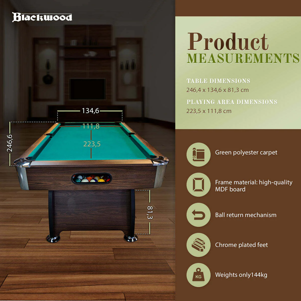 Blackwood Billardtisch Official 8'