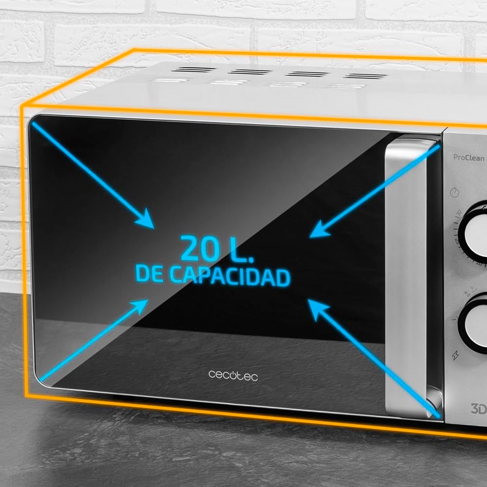 Cecotec Mikrowelle mit ProClean 8110 Grill. 28l Kapazität, Ready2Clean Beschichtung, 1000 W Leistung, 1000 W Grill, 5 Betriebsebenen, 8 Programme, 60 min Timer, LED-Anzeige