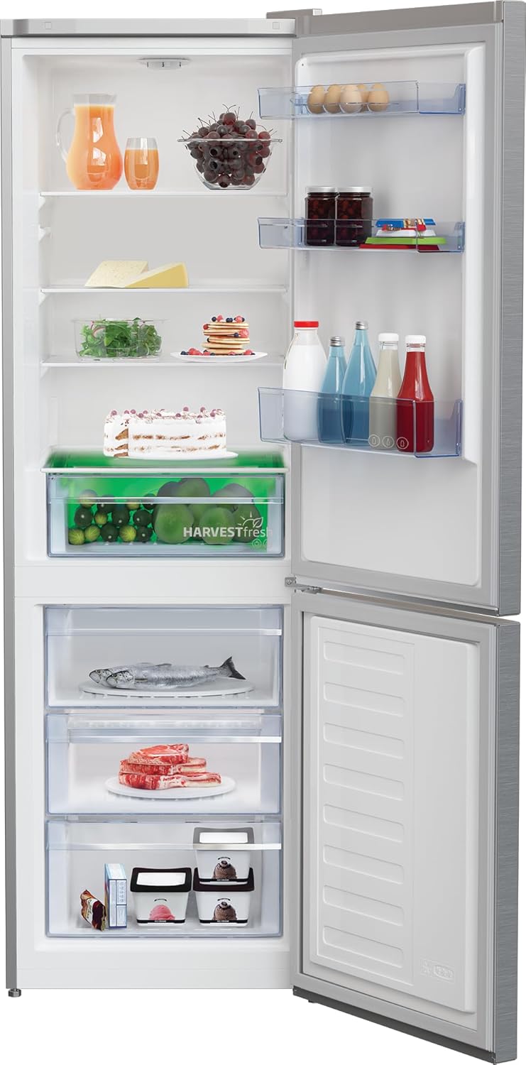 Beko RCNE366E70ZXBRN bPRO700 freistehende Kühl-/Gefrierkombination, großer Kühlschrank, 323 l Gesamtrauminhalt, HarvestFresh, NoFrost, leise, SmoothFit, 0°C-Zone, Dark Inox