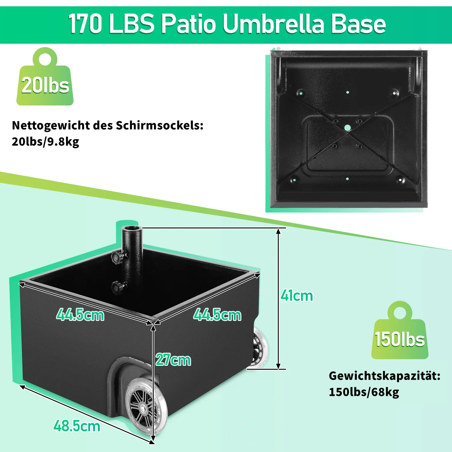 Sonnewelt Sonnenschirmstnder Schirmstnder mit Rollen