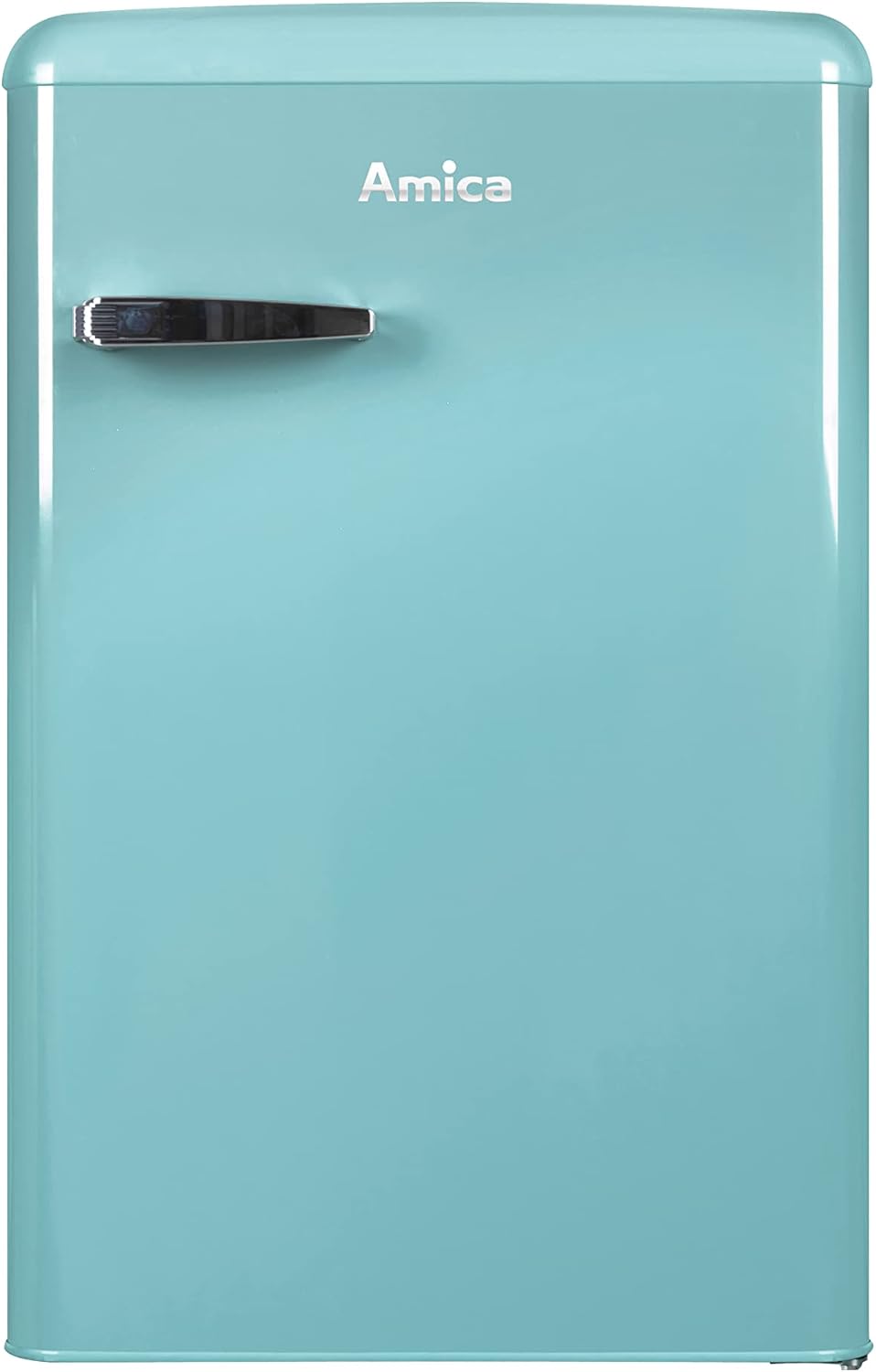 Amica KGC 15632 T Retro Kühl-/Gefrierkombination / Ice Blue (Türkis) / 144cm (H) x 55cm (B) x 62cm (T) / Retro-Design / Kühlschrank mit Gefrierfach