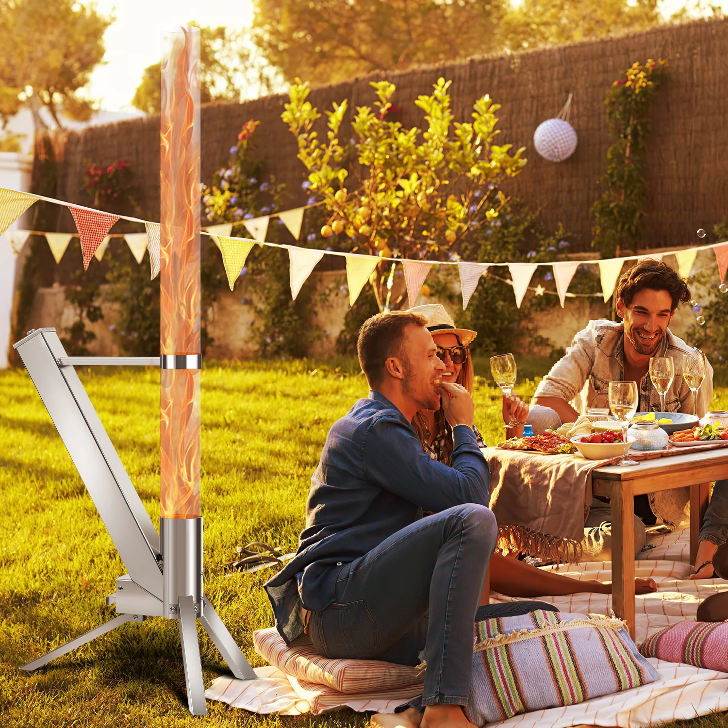Sonnewelt Pelletfackel Feuerrohr Edelstahl mit Glasrhre