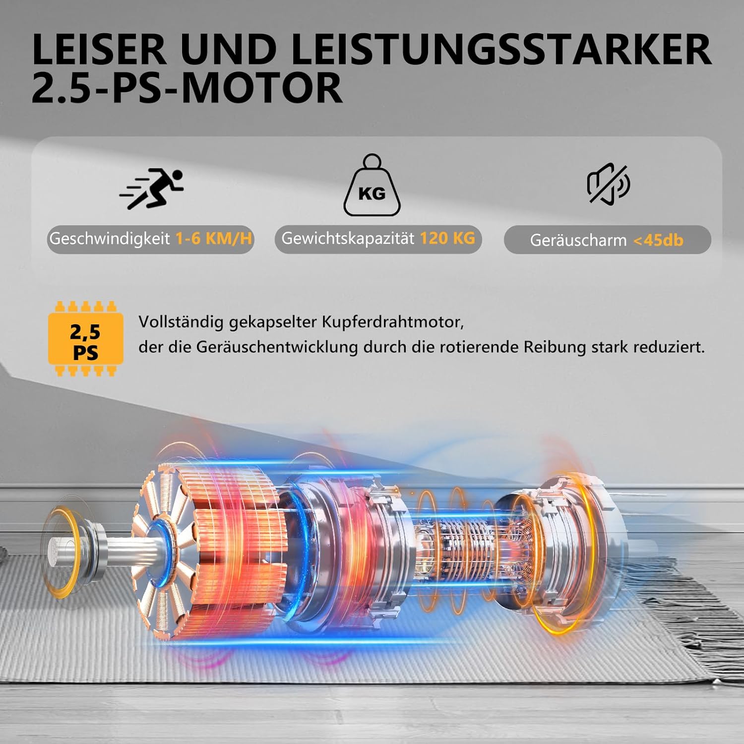 Laufband für Zuhause-AIRHOT, 2,5 PS Walking Pad, Untertisch-Laufband mit Fernbedienung und LED-Anzeige, maximale Geschwindigkeit von 6 km/h BZW. 12 km/h. Kompaktes Laufband für zuhause oder das Büro