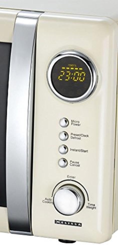 Melissa 16330109 Classico Mikrowelle Mikrowellenofen Retro-Design Metall-Gehäuse, 20 Liter Garraum, 700 Watt Mikrowellenleistung, Timer, 5 Leistungsstufen, Rot Metallic