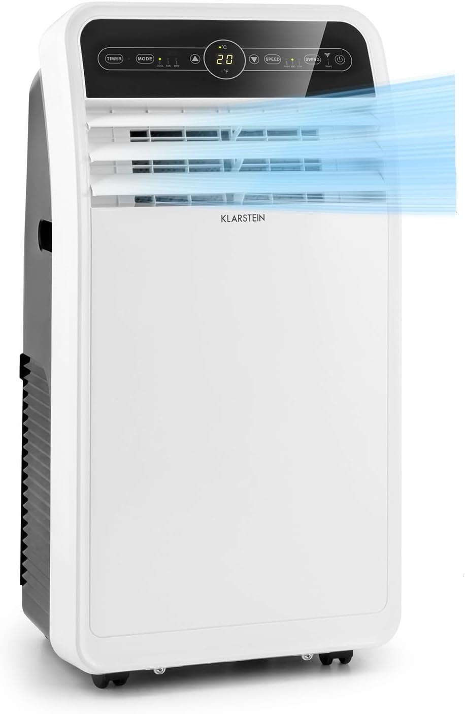 Klarstein Mobile Klimaanlage mit Abluftschlauch, 4-in-1 Klimagerät mit Ventilator, Luftentfeuchter & Nachtmodus, Kleine & Portable Klimaanlage für Wohnung & Büro, Niedriger Verbrauch, 9000 BTU