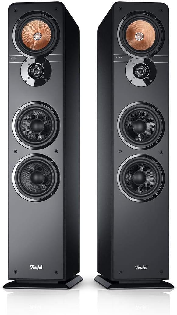 Teufel Ultima 40 Stereo Lautsprecher - HiFi Standlautsprecher Paar der Spitzenklasse, Phase-Plug Hochtöner, 3-Wege System, Doppelrohr-Bassreflex, Musik, Filmton, Games - schwarz