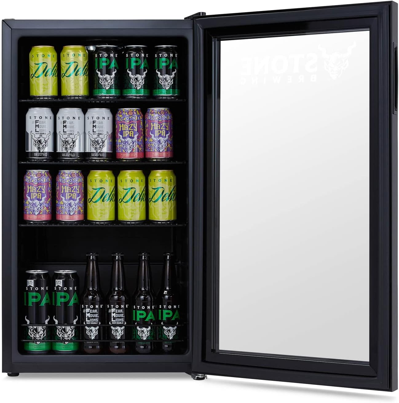 Getränkekühlschrank | Freistehender Kühlschrank für 126 Dosen mit Glastür mit Scharnier rechts | Mini-Getränkekühlschrank, perfekt für Bier, Wein, Limonade und kühlere Getränke