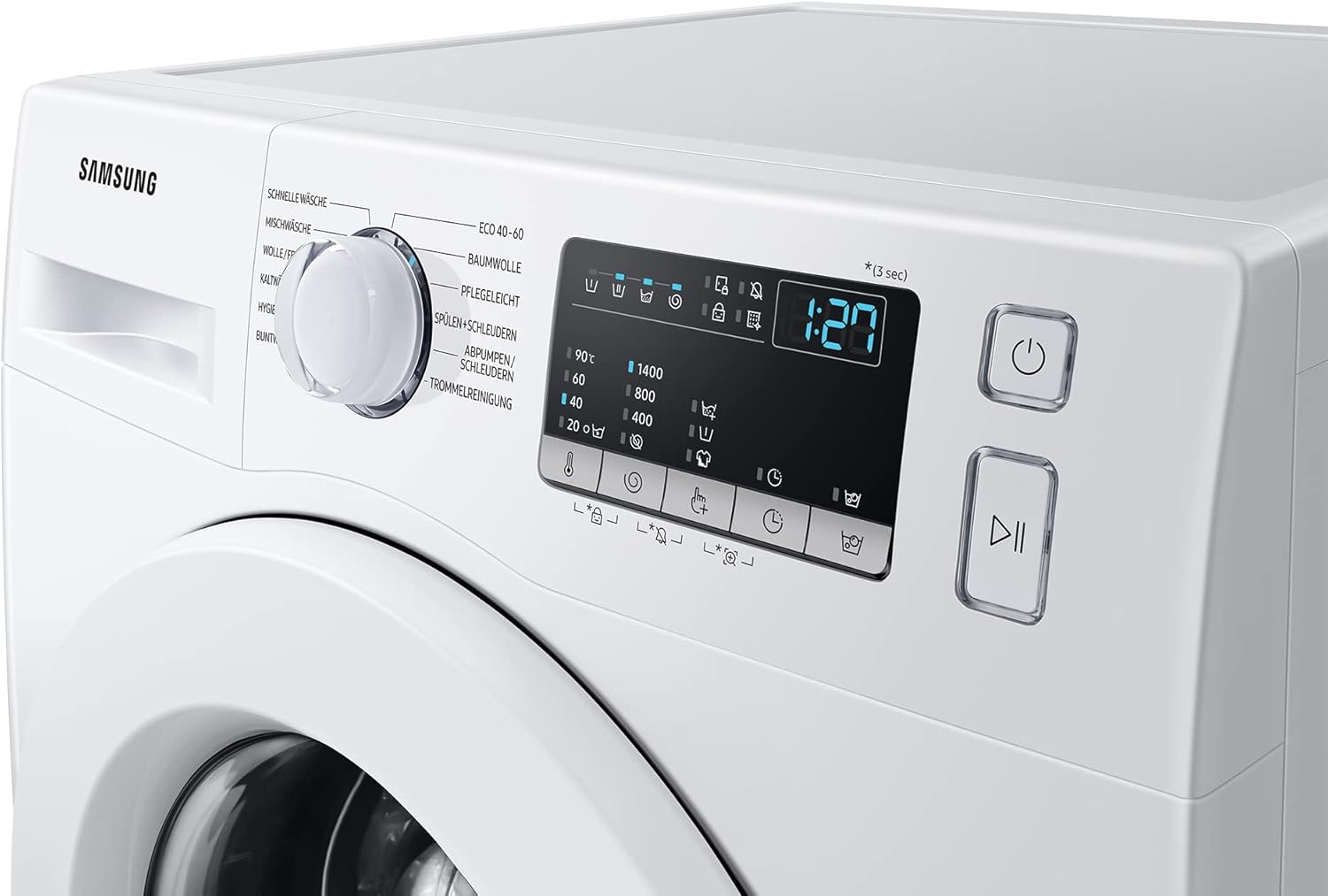 Samsung WW90T4048EE/EG Waschmaschine, 9 kg, 1400 U/min, Ecobubble, Hygiene-Dampfprogramm, FleckenIntensiv-Funktion, Digital Inverter Motor, Weiß
