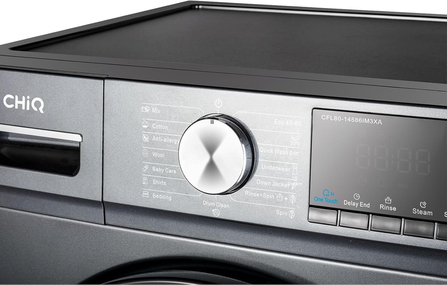 CHiQ Waschmaschine 7kg, 15 Programme, InverterMotor, Eco-Logic, Speed Wash, 60x46,5x84cm, Auto Clean, Washer Grau, CW07123863AX