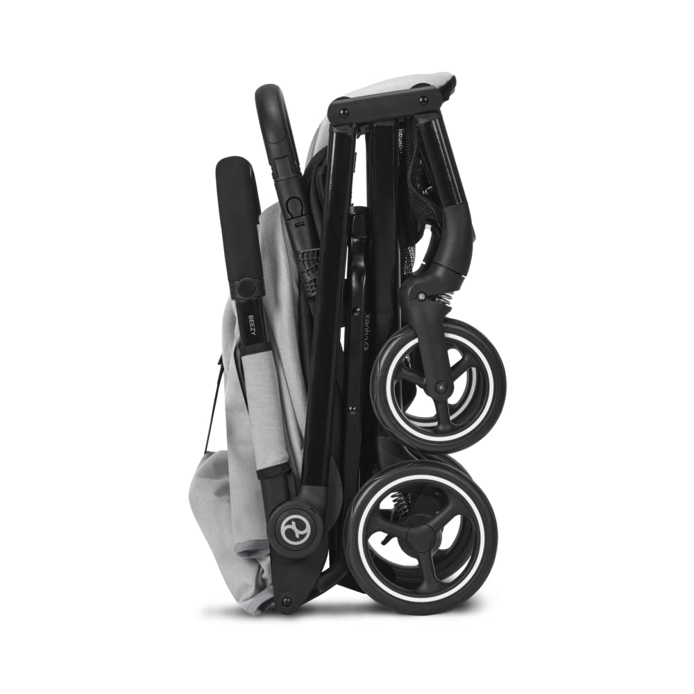 Cybex Gold Kinderwagen Beezy mit One-Pull Harness, Ab Geburt bis ca. 4 Jahre (max. 22 kg), Kompakt und ergonomisch, Magic Black (Schwarz mit schwarzem Rahmen)