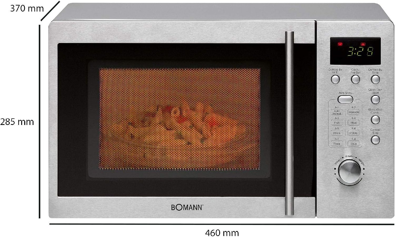unterbaufähige Mikrowelle mit Grill und aus Edelstahl Mikrowellengerät Mikrowellengeräte 20 Liter Garraum inkl. Montagematerial (leistungsstarke 1250 Watt + 5 Mikrowellen-Leistungsstufen)