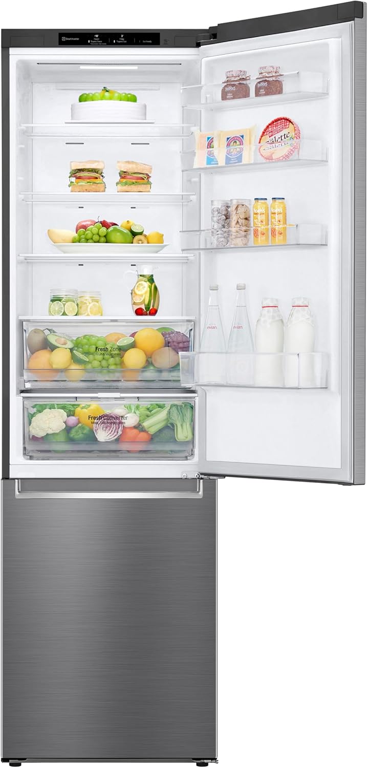 LG GBV22NCCEP Kühl-/Gefrierkombination – Smart Inverter Compressor, Total No Frost, Modern Flat Door Design, Matt Schwarz Metallic, Energieeffizienz A