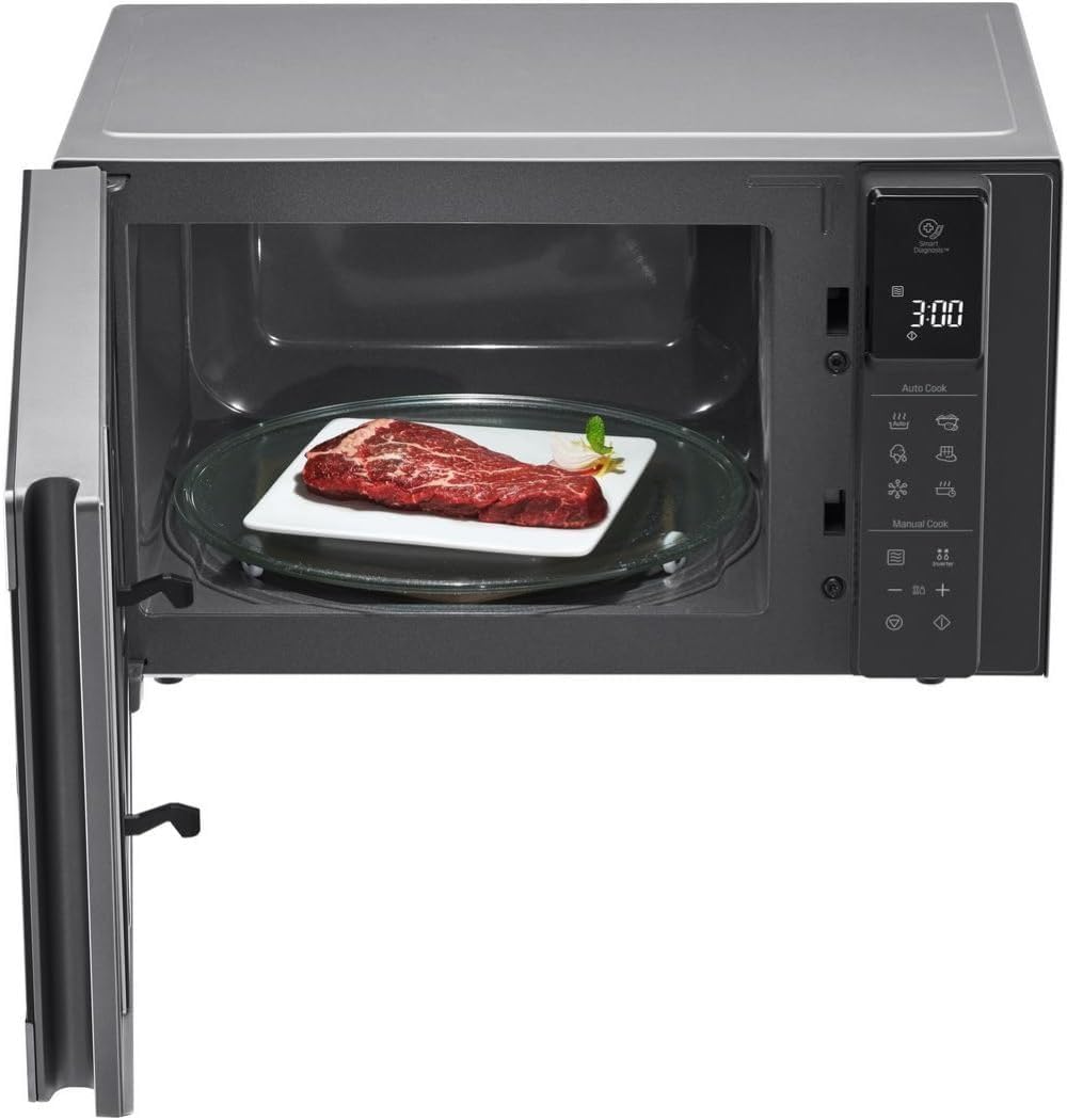 LG MS2595CIS Mikrowelle mit Smart Inverter Technologie, 25 Liter Kapazität, 1000 W, Automatikprogramme, einstellbare Leistungsstufen und EasyClean-Funktion, Silber