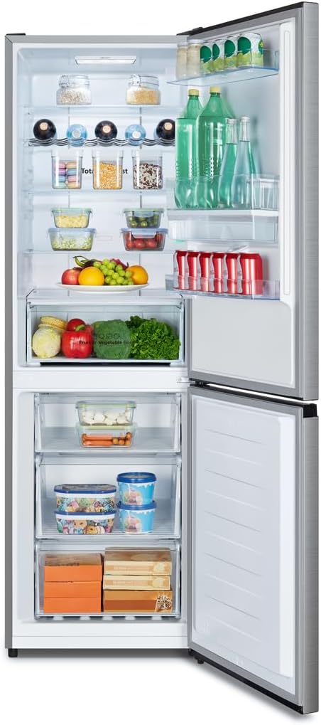 Hisense RB327N4AD2 Kühl-Gefrierkombination/ NoFrostPlus/ Multiflow 360°/ HolidayMode/ FreshZone/ 182,4 cm/ Kühlteil 171 l/ Gefrierteil 85 l/ 41 dB/ 287 kWh/ Jahr/ Edelstahl-Look