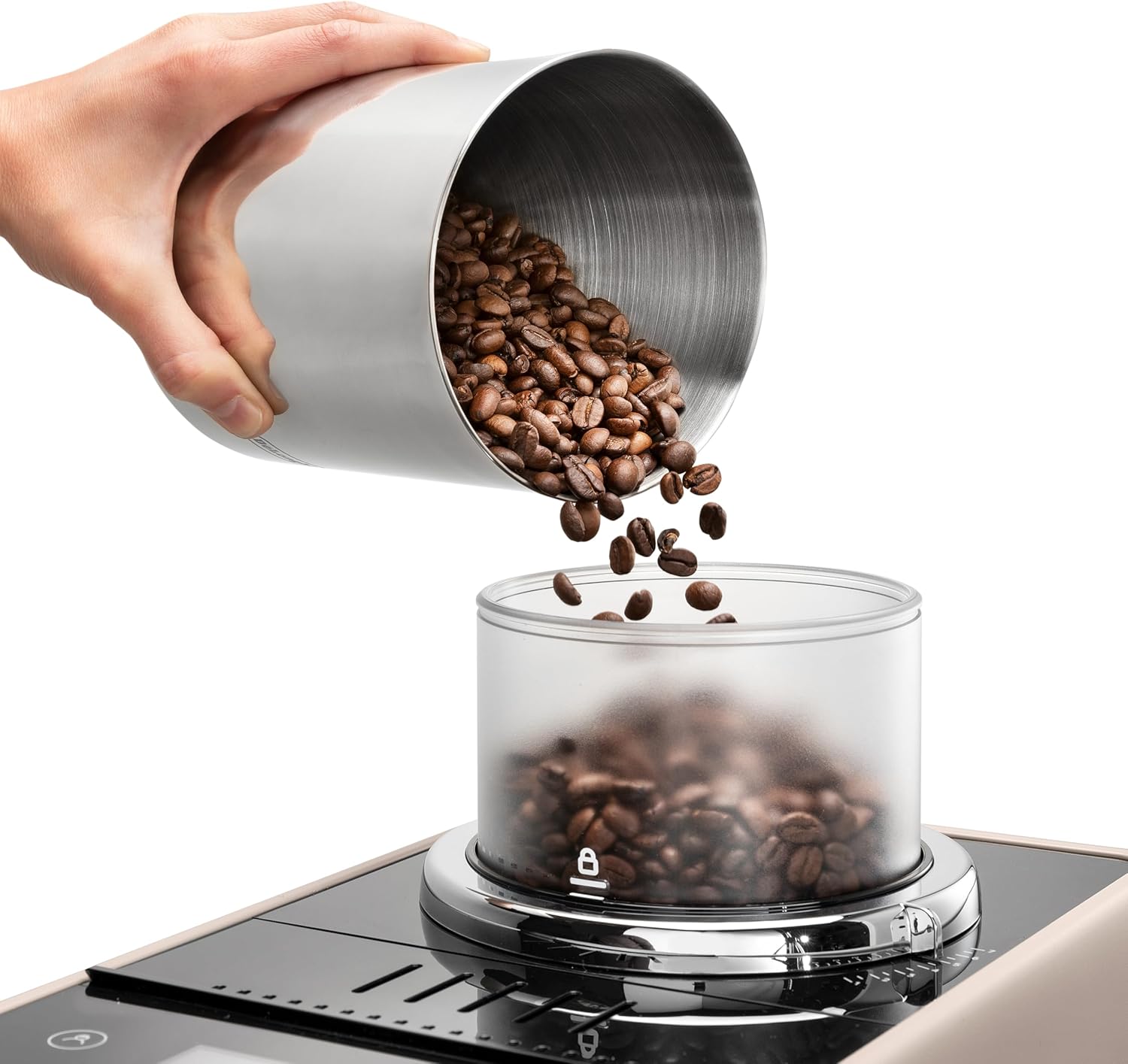 De'Longhi Rivelia EXAM440.55.W Kaffeevollautomat mit LatteCrema Milchsystem, Wechselbarer Bohnenbehälter, 16 Kaffee- & Milchgetränke auf Knopfdruck, Extra-Shot-Funktion, 3,5 Touch-Display, Weiß