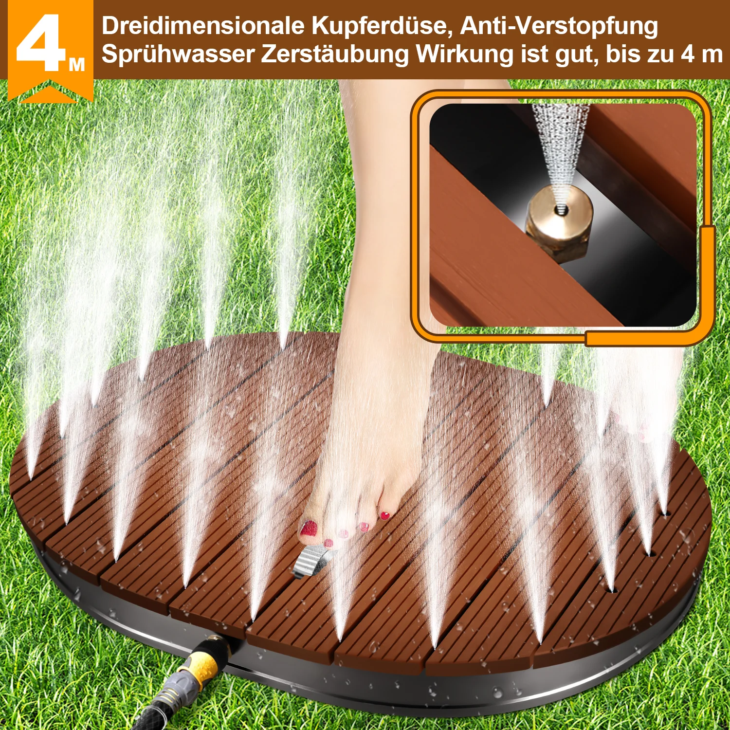 Sonnewelt Bodendusche Gartendusche mit Furad und Kupfer-Düsen