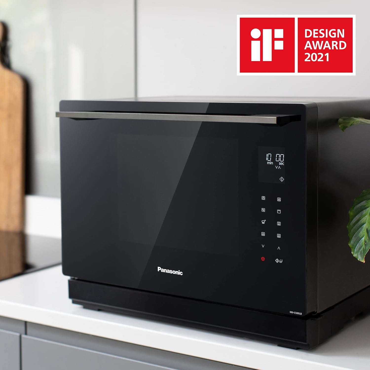Panasonic NN-CS88LBEPG | 4-in-1-Kombi-Dampfofen, 31 l, Inverter, Drehheizung auf 30-230 °C, Flachgrill 1300 W, Mikrowelle 1000 W, Dampf 1300 W, feste Oberseite, Schwarz — Version FR