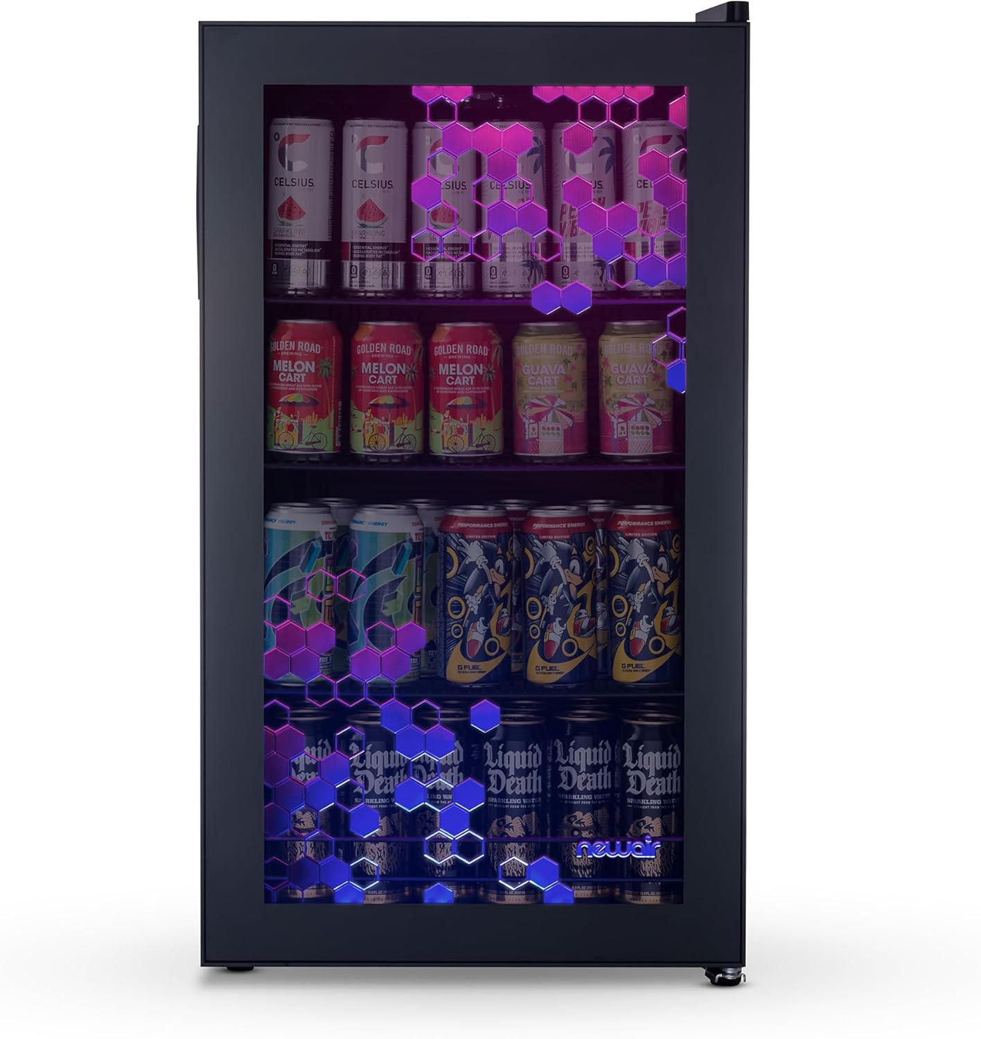 Getränkekühlschrank | Freistehender Kühlschrank für 126 Dosen mit Glastür mit Scharnier rechts | Mini-Getränkekühlschrank, perfekt für Bier, Wein, Limonade und kühlere Getränke