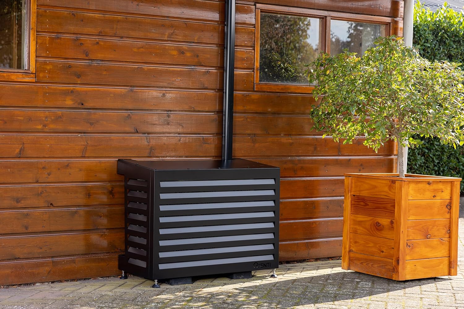 Qventi Abdeckung für Klimaanlage - Anthrazit/Grau - Aluminium - Schutzgitter - Verkleidung - Einfache Montage - Größe S - Außenmaße (LxBxH): 100 x 50 x 75 cm