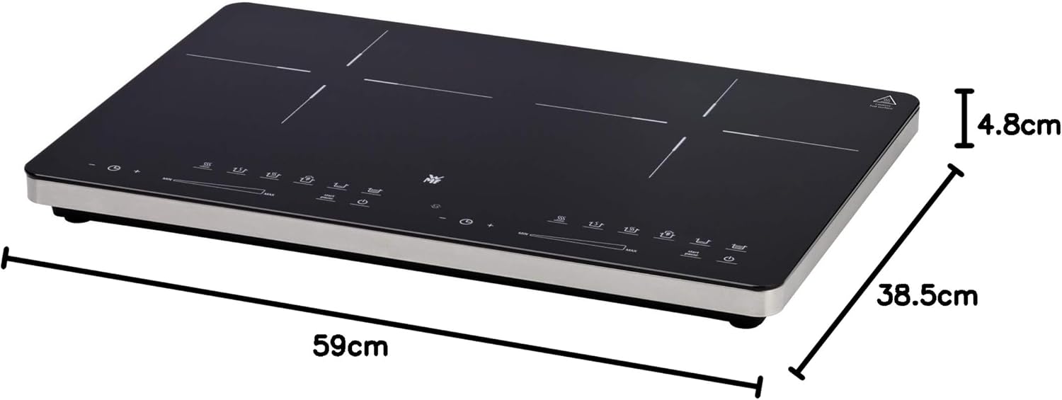 WMF Kult X Doppel- Induktionskochfeld 2 Platten, Kochplatte bis 28 cm, 2 Kochzonen, 8 Stufen, Topferkennung,Touch-Display, Glaskeramik, Timer-Funktion, 3500 W