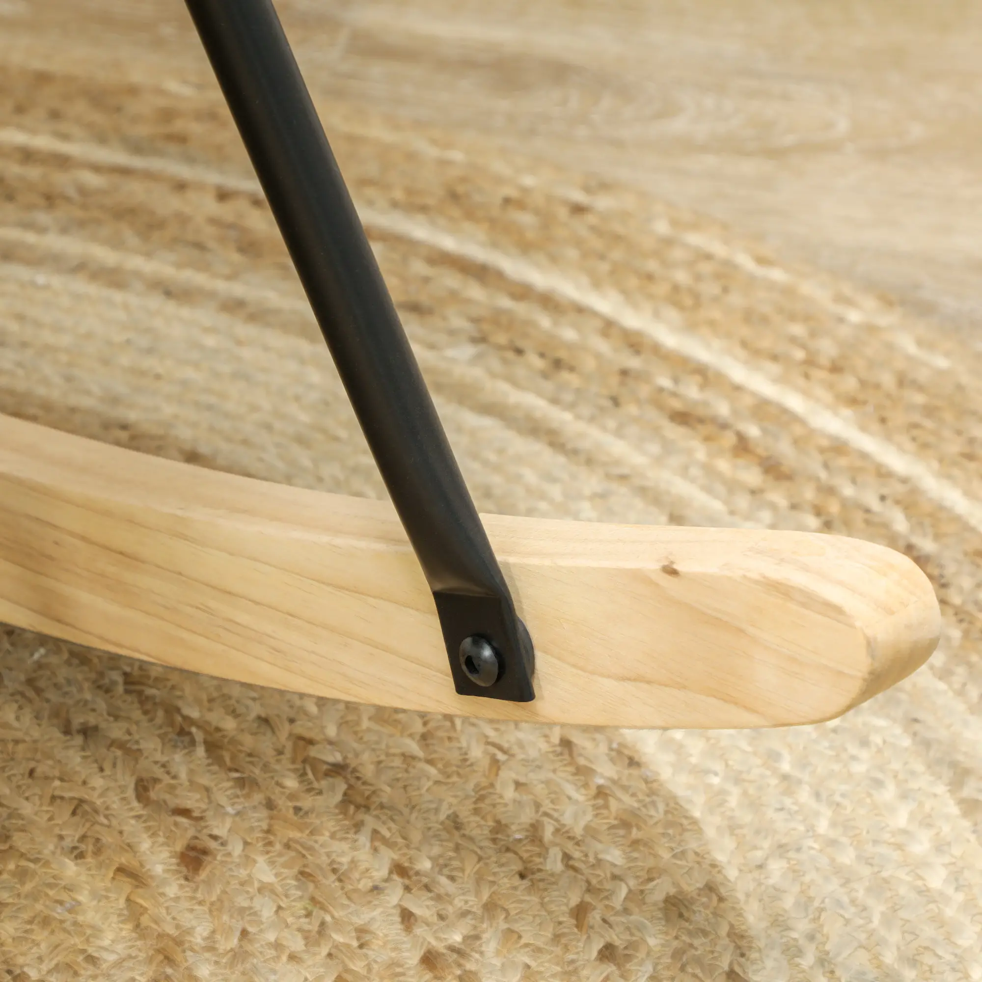 HOMCOM Schaukelstuhl Berbervliesoptik Holzkufen Weiß Entspannung