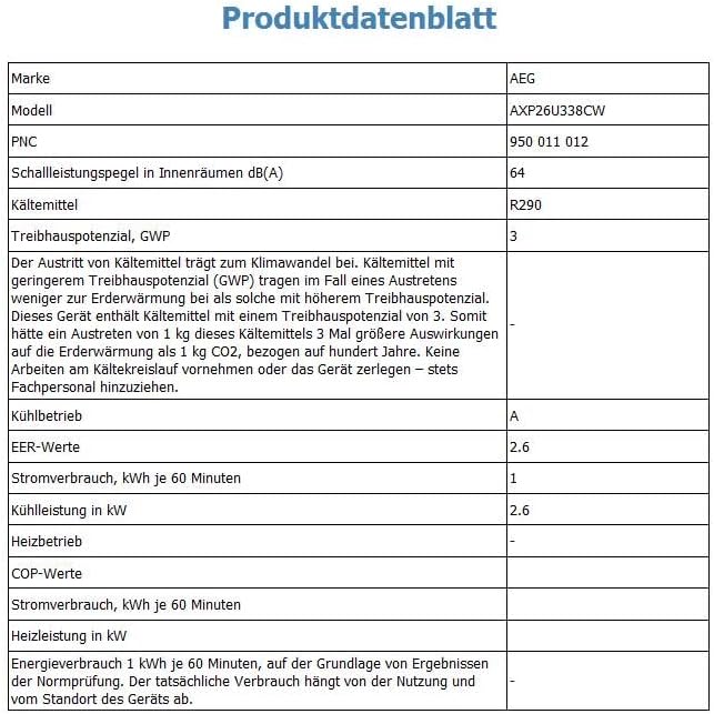 AEG Chillflex Pro AXP26U338CW mobile Klimaanlage / LED Display / Touch-Buttons / Fernbedienung / 30-40 m² / Kühlfunktion / Ventilator / Entfeuchtungsfunktion / Automatik / weiß/silber/schwarz